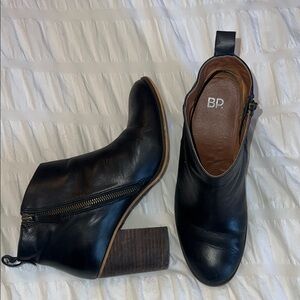 BP Black Ankle Boots with Chunky Wooden Heel